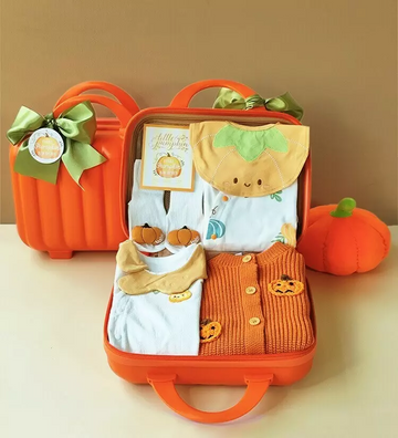 9-Piece Newborn Baby Gift Basket - Little Pumpkin Growsuit and Jumper 0-3months