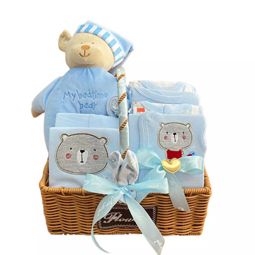 10-Piece Newborn Baby Gift Basket - Blue Size 3-6 months