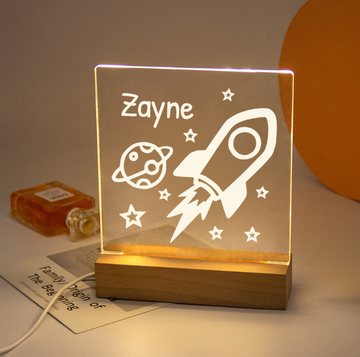 Personalised Kids Night Light With Custom Name - Rocket