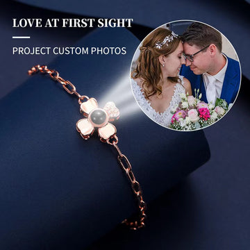 Personalized Four Leaf Clover Photo Projection Bracelet