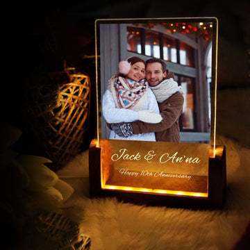 Personalised Wooden Photo Frame Night Light