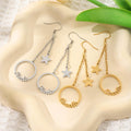 Personalised hoop earrings with custom engraved name and star chain design – stylish celestial drop earrings gift for her.