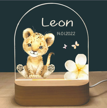 Personalised Kids Night Light With Custom Name - Leopard