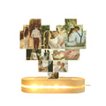Close-up of engraved heart night light with three custom photos