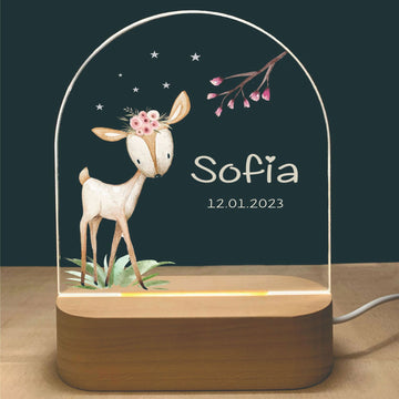 Personalised Kids Night Light With Custom Name - Deer
