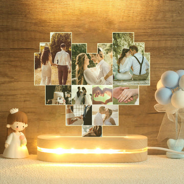 Personalised Heart Shape Night Light With Custom Photos