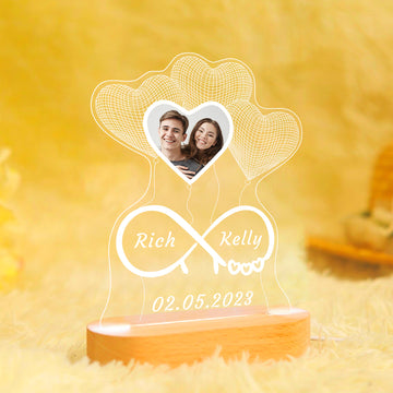 Personalised Heart Balloon Night Light Custom Photo