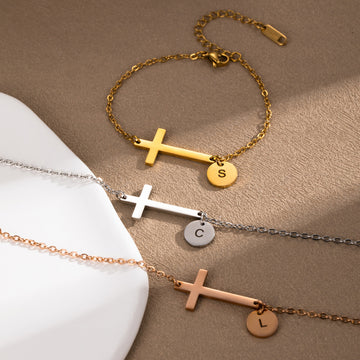 Personalized Cross Name Bracelet Custom Name