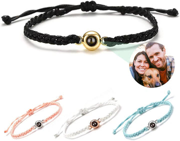 Personalized Photo Projection Bracelet Braided Rope