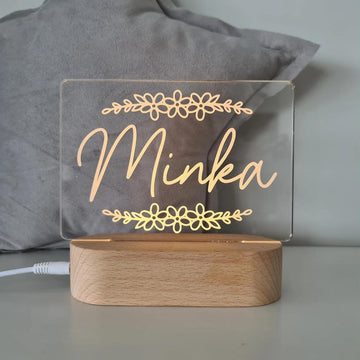 Personalised Kids Night Light With Custom Name - Flower crown