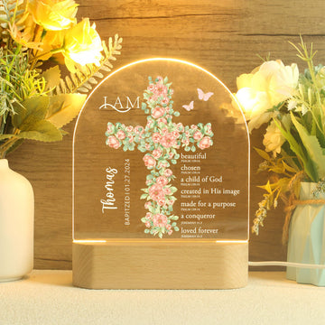 Personalised Infant Baptism Night Light With Custom Name and Date