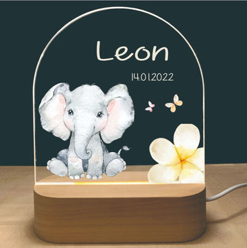 Personalised Kids Night Light With Custom Name - Elephant