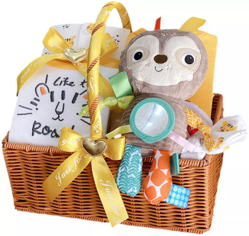 9-Piece Jungle Friends Newborn Baby Gift Basket