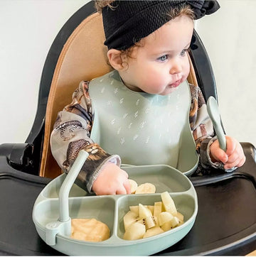 All4Ella Silicone Bib with Spoon - Olive