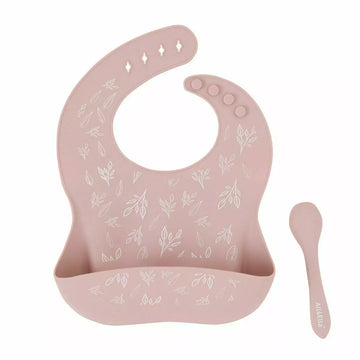All4Ella Silicone Bib with Spoon - Dusty Pink