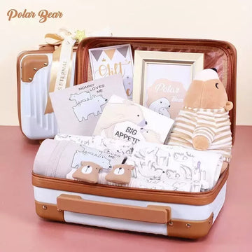 Deluxe Newborn Baby Gift Set Polar Bear – 14-Piece Suitcase Hamper