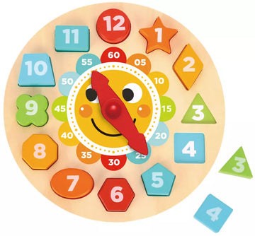 Wooden Shape Sorting Learning Clock | Educational Toy for Toddlers