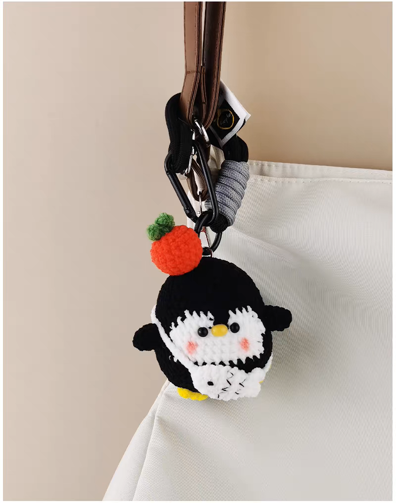 Little Lucky handmade crochet charm penguin bag charm and keyring gift for her
