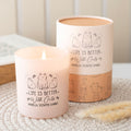 Life is Better with Cats vanilla candle in blush pink jar with matching cat gift box – perfect gift for cat lovers NZ