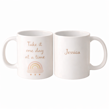 Take It One Day At A Time – Personalised Text Mug with Gift Box | Thoughtful Gift for Her