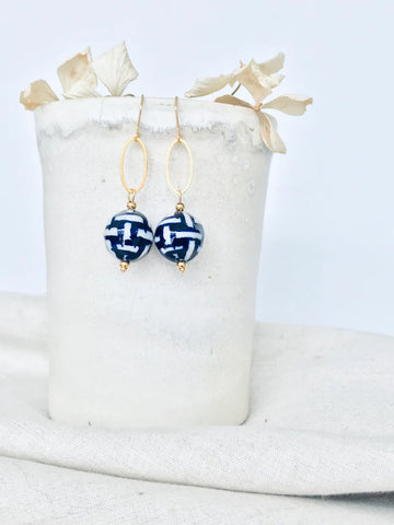 Handmade Aegean Blue Porcelain Ball Earrings