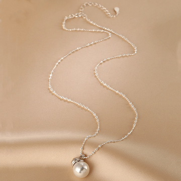 Handmade S925 Sterling Silver Pearl Pendant Necklace