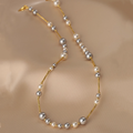Handmade mixed-colour pearl necklace with 14K gold-plated accents