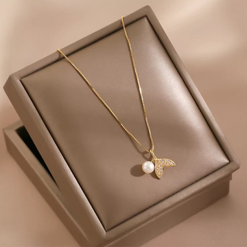 Freshwater pearl mermaid tail silver necklace gift for women