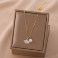 Handmade S925 silver ginkgo leaf pearl necklace with freshwater pearl