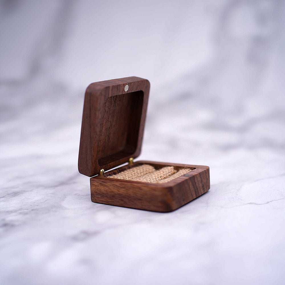 Personalised walnut engraved ring and jewellery box