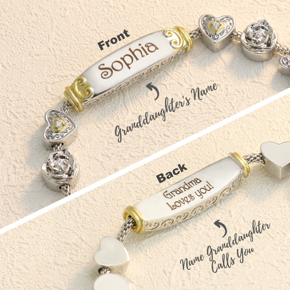Personalised Charm Bracelet – Custom Engraved Bar & Sparkling Charms