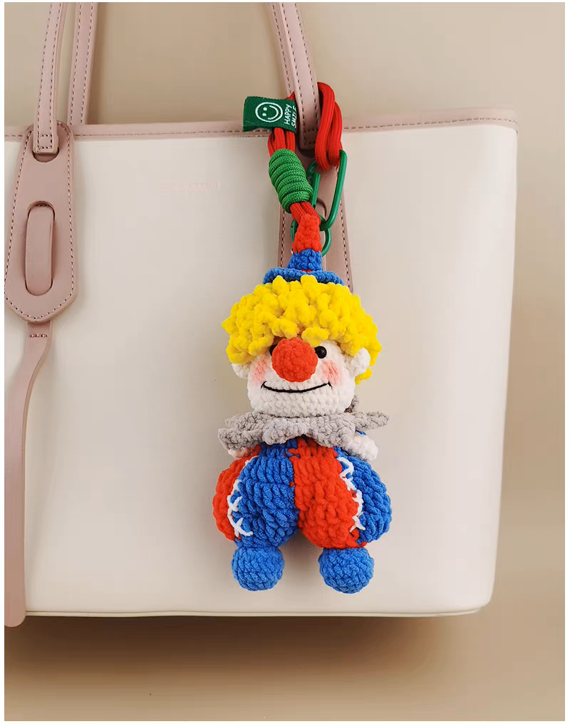 Joy Bringer handmade crochet charm clown bag charm and keyring gift for her
