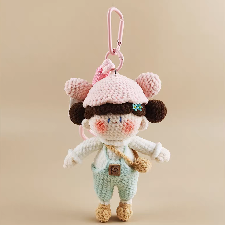 Gentle Guardian handmade crochet charm bear girl bag charm and keyring gift for her
