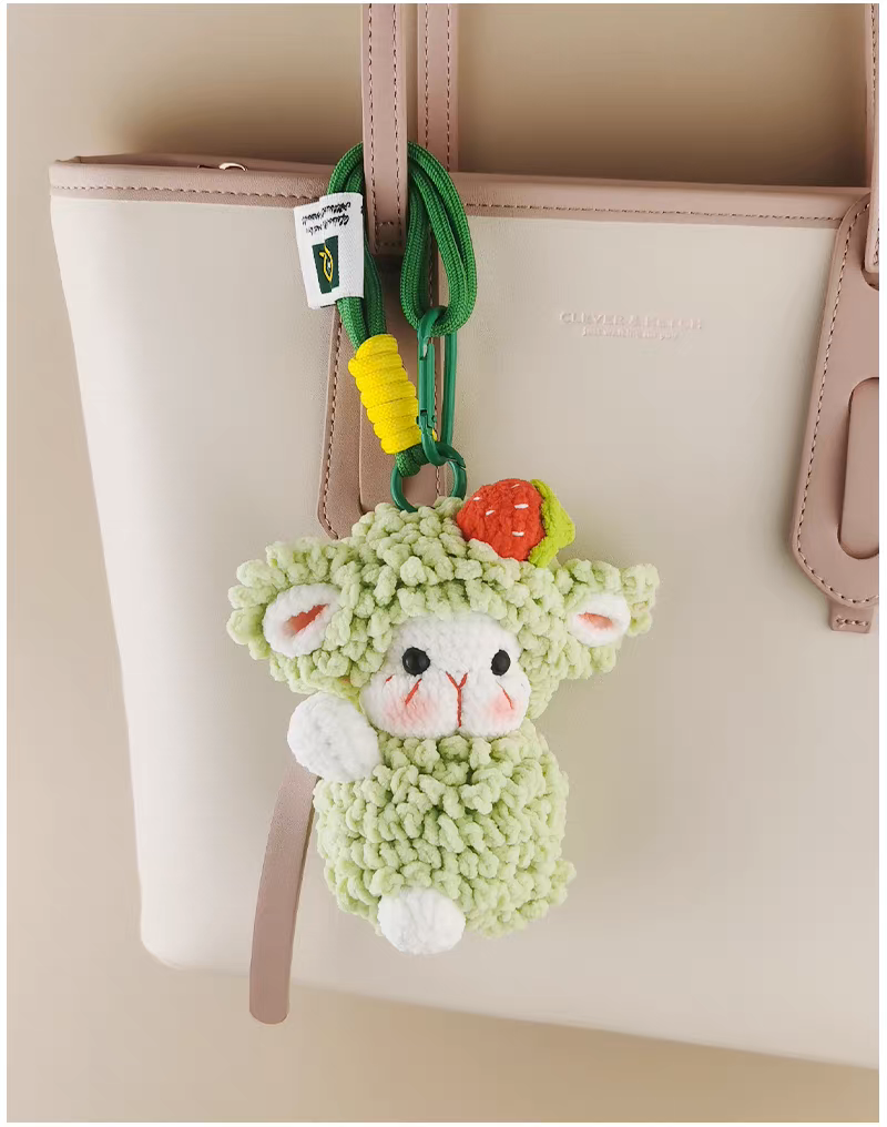 Sweet Comfort handmade crochet charm strawberry sheep bag charm and keyring gift for her

