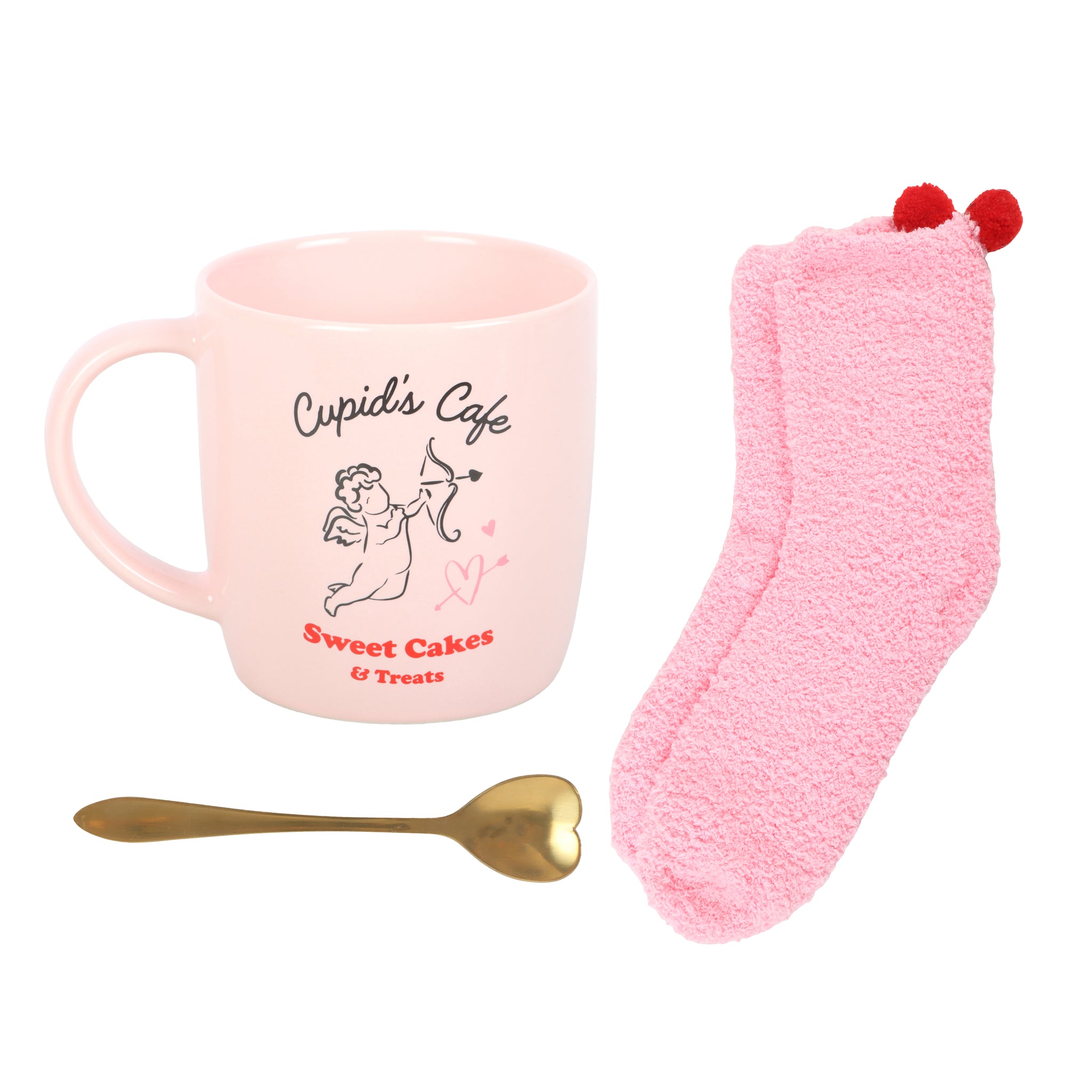 Cupid’s Café Gift Set – Mug, Socks & Spoon Valentine Gift Box