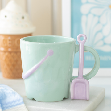 Pastel Bucket Mug with Spade Spoon