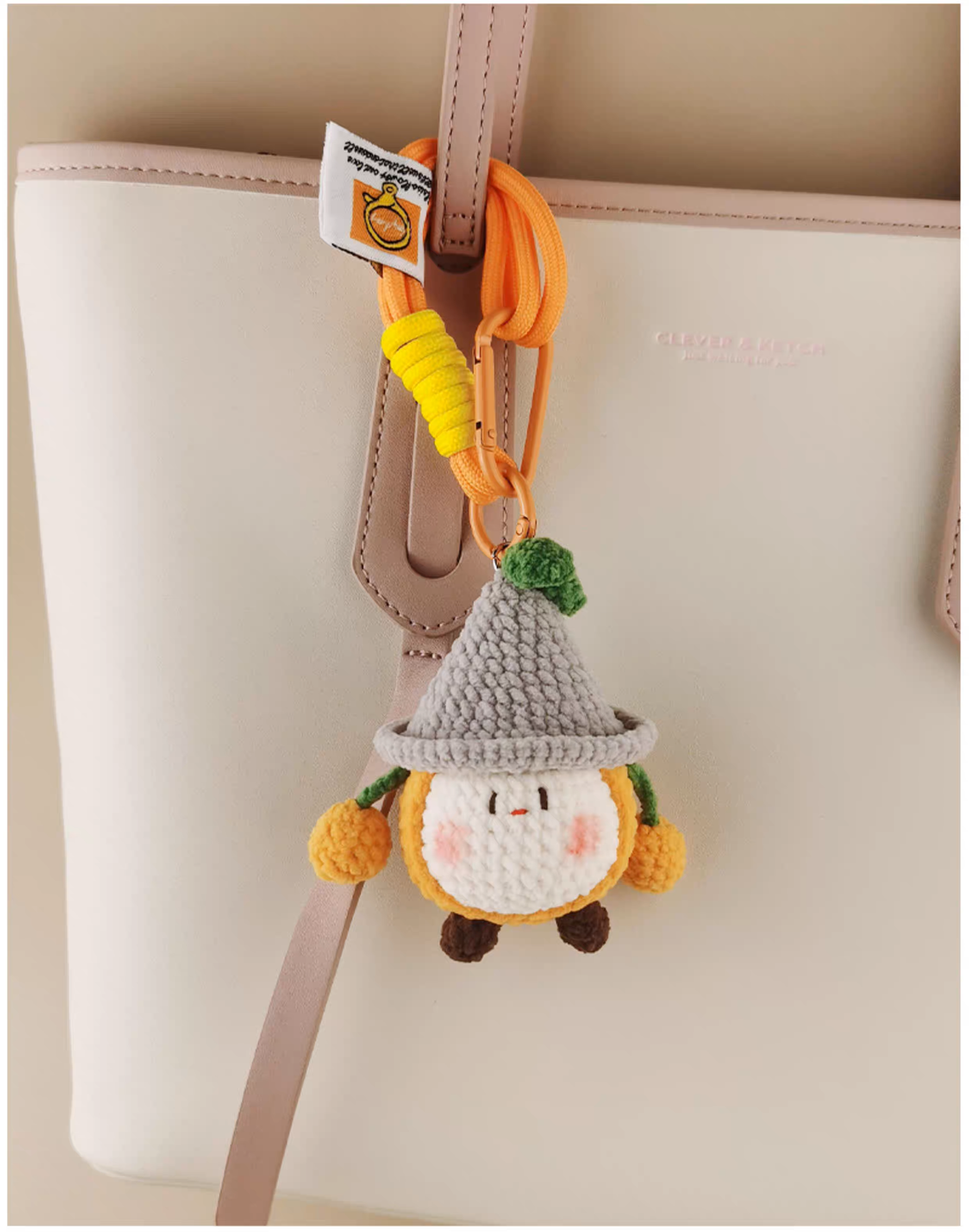 Warm Harvest handmade crochet charm orange bag charm and keyring gift for her
