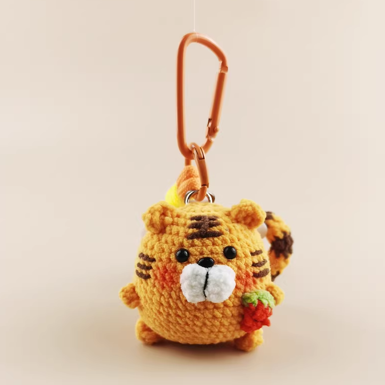 Chubby Tiger handmade crochet charm bag charm and keyring cute gift
