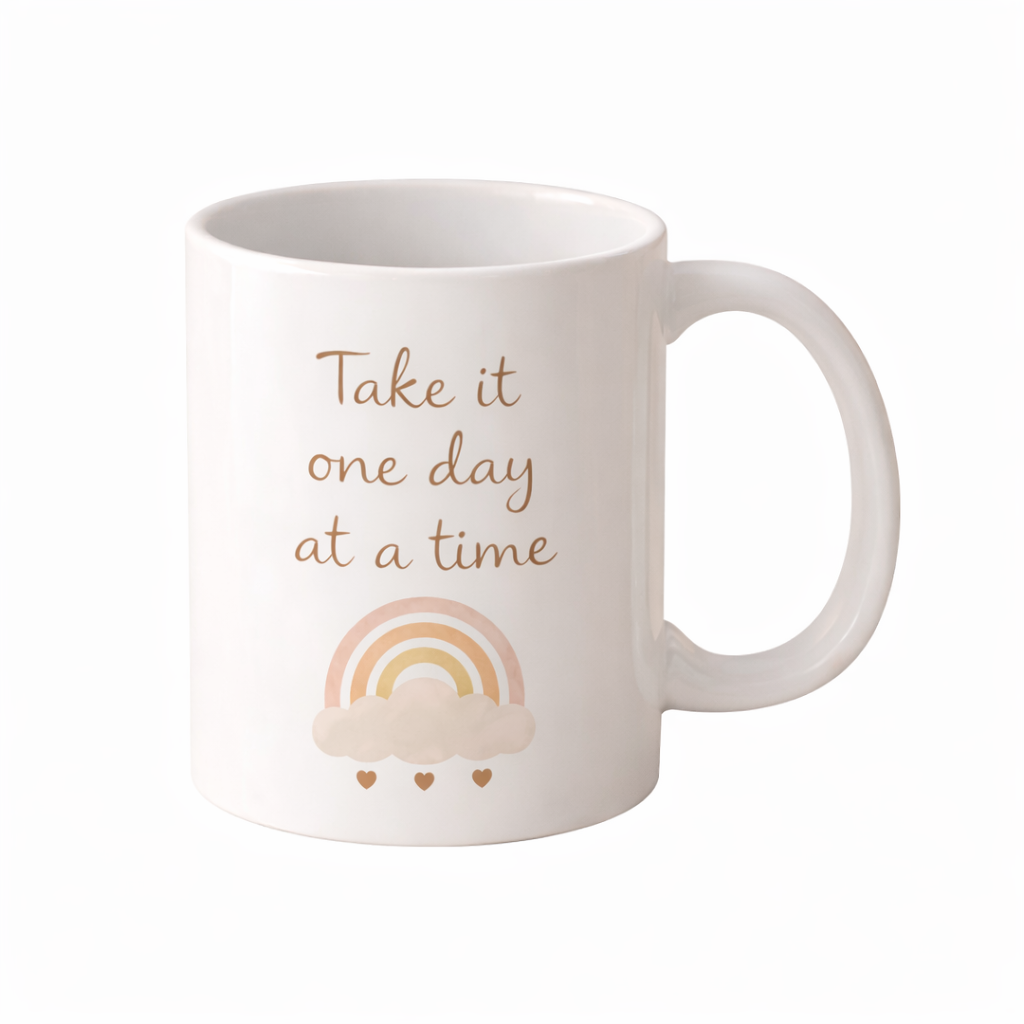 Take It One Day At A Time – Personalised Text Mug with Gift Box | Thoughtful Gift for Her