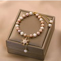 Handmade snowflake baroque pearl bracelet with natural freshwater pearls and 14K gold plated chain
