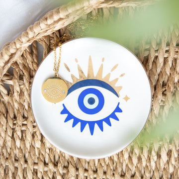 All Seeing Eye Necklace & Trinket Dish Gift Set – Symbol of Luck & Protection