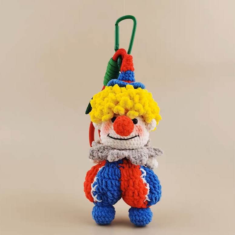 Joy Bringer handmade crochet charm clown bag charm and keyring gift for her
