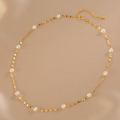 Handmade starry freshwater pearl necklace in S925 sterling silver