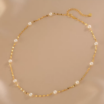Handmade starry freshwater pearl necklace in S925 sterling silver