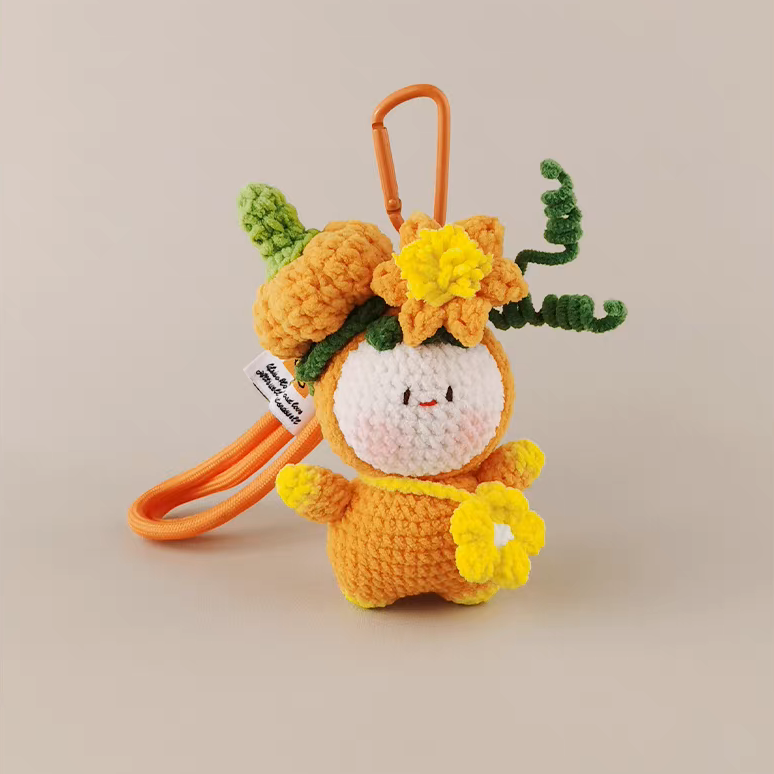 Golden Blessing handmade crochet charm pumpkin bag charm and keyring gift for her
