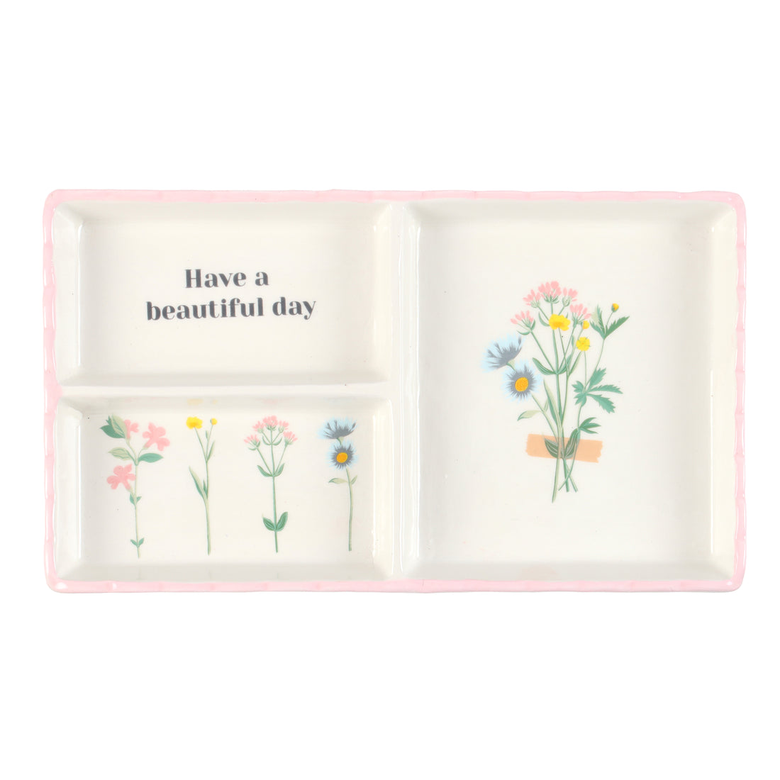Have a Beautiful Day Trinket Tray – Floral Ceramic Jewellery Dish