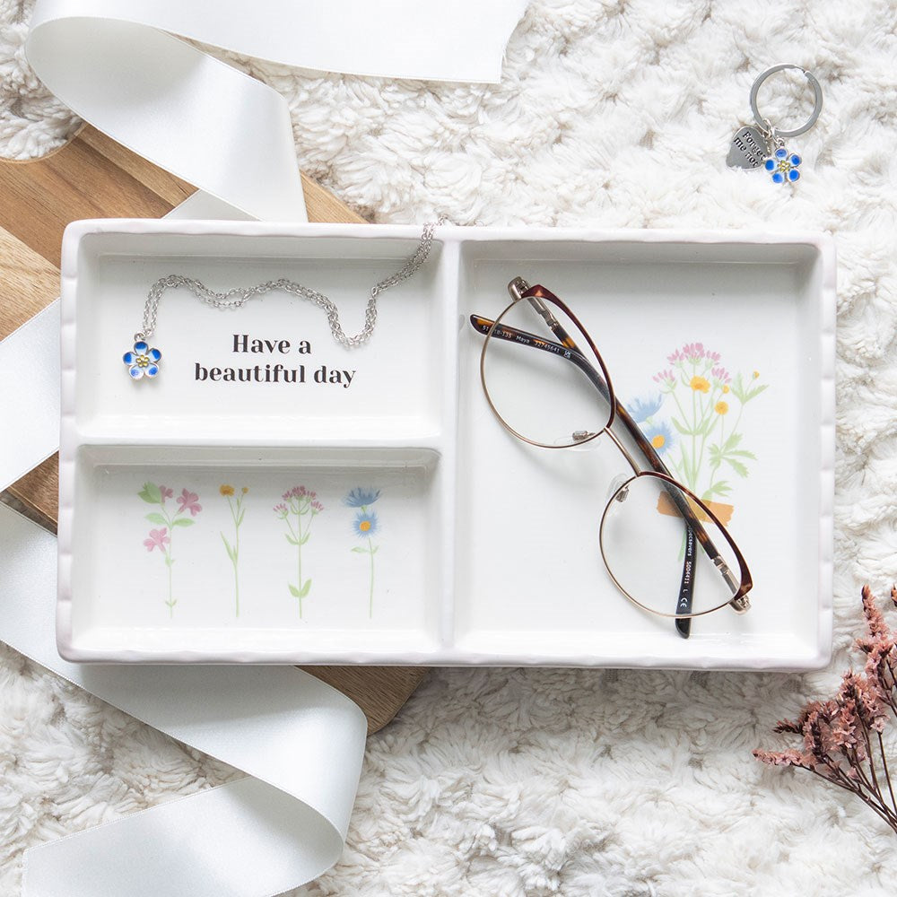 Have a Beautiful Day Trinket Tray – Floral Ceramic Jewellery Dish