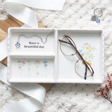 Have a Beautiful Day Trinket Tray – Floral Ceramic Jewellery Dish