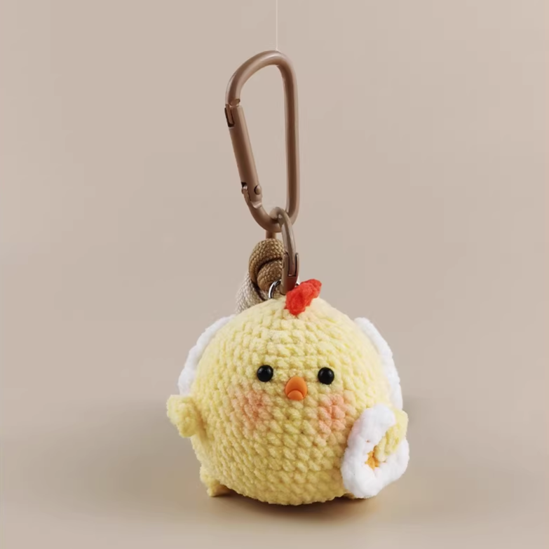 Sunny Puff handmade crochet charm yellow chick bag charm and keyring gift for her
