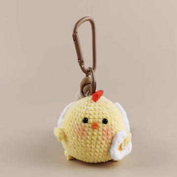 Sunny Puff handmade crochet charm yellow chick bag charm and keyring gift for her
